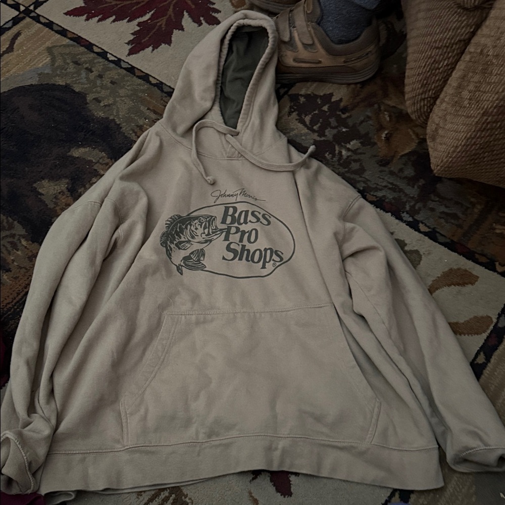 Bass Pro Shops Beige Hoodie for Men Johnny morris